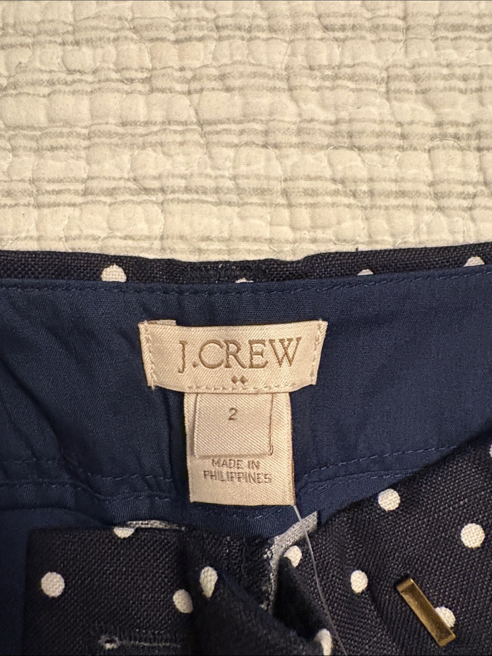 J. Crew Navy and White Polka Dot Scallop Shorts - Picture 3 of 3